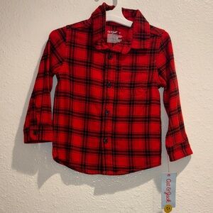 Cat & Jack Red and Black Plaid Button-Down Shirt